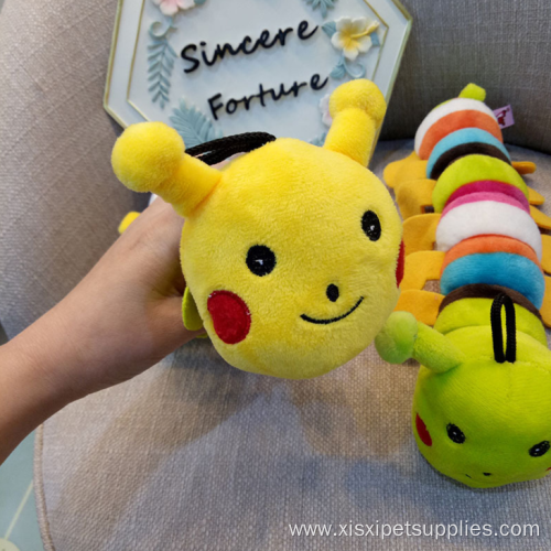 plush caterpillar shape stuffed squeaky dog chew toys